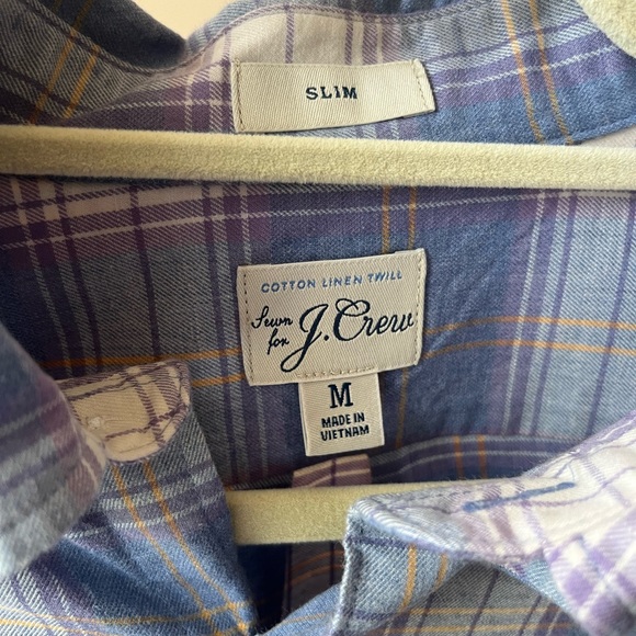 J Crew Linen Twill Slim Plaid Shirt - Picture 5 of 5